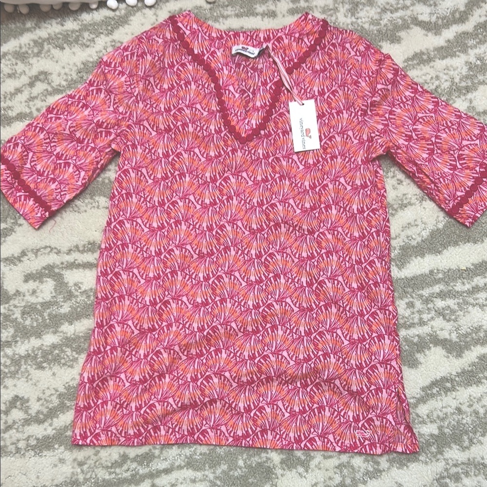 Vineyard Vines Pink Ribbed 3/4 Sleeve Blouse
